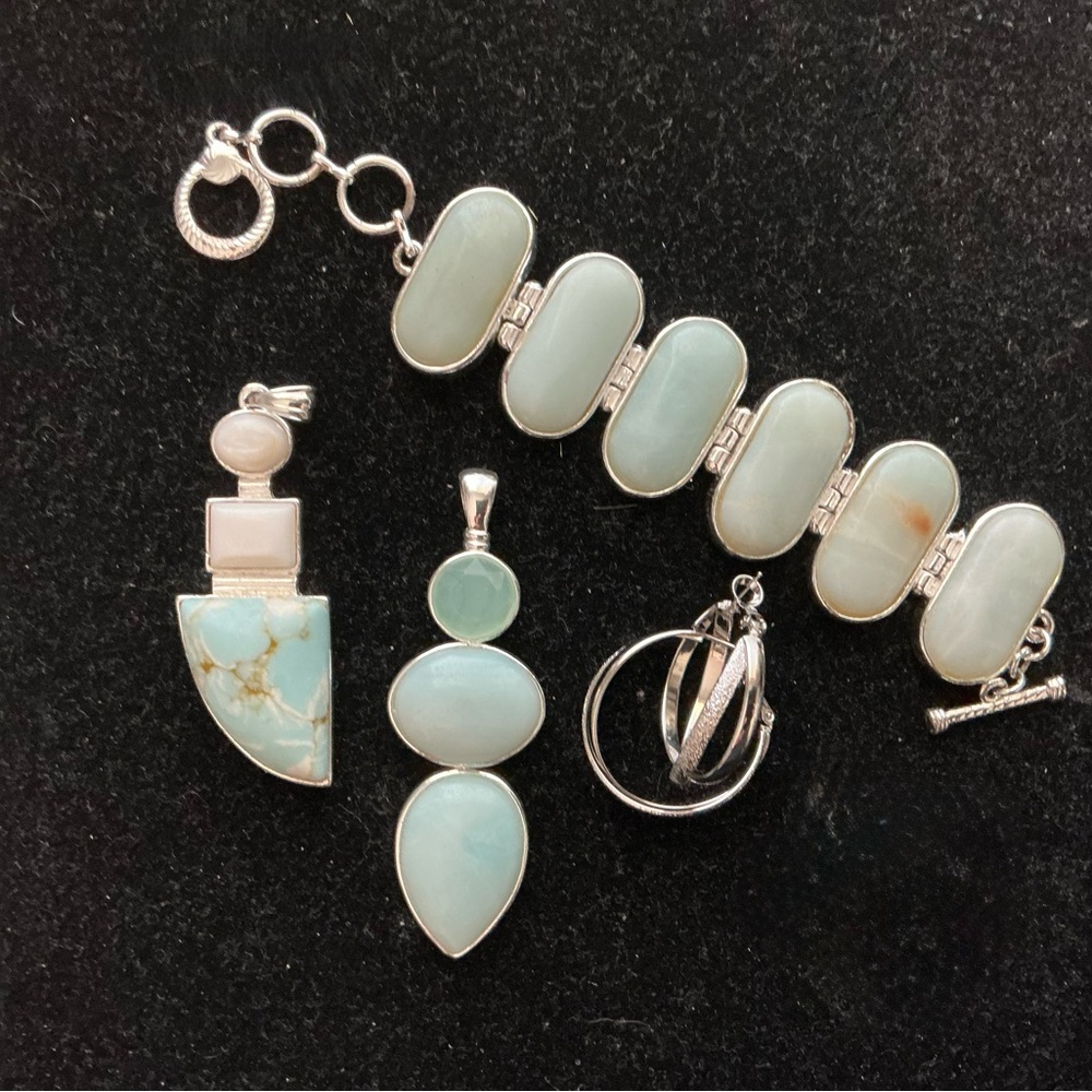 Silver and Blue Stone Bracelet